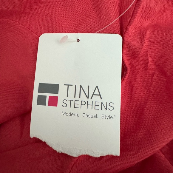 NWT TINA STEPHENS 3/4 SLEEVE TUNIC CORAL AND WHITE SIZE MEDIUM - Picture 6 of 9